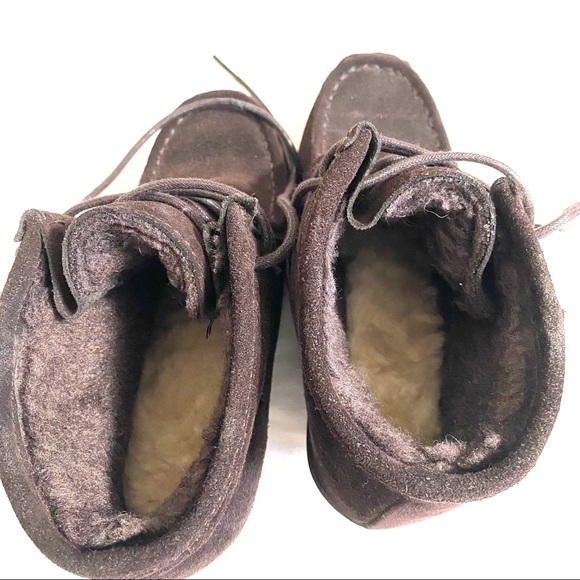 Bearpaw Brown Sherpa Lined Wedge Lace Up Bootie 7 - Picture 2 of 4